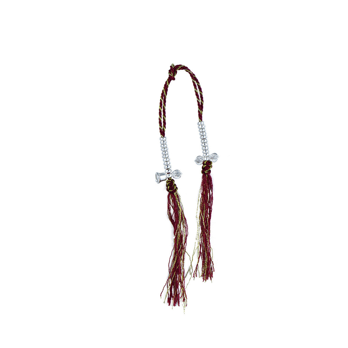 Tibetan Buddhist Jewelry Culture: A handmade sterling silver mini mala counter accessory for prayer beads, showcasing sacred Buddhist jewelry art.
