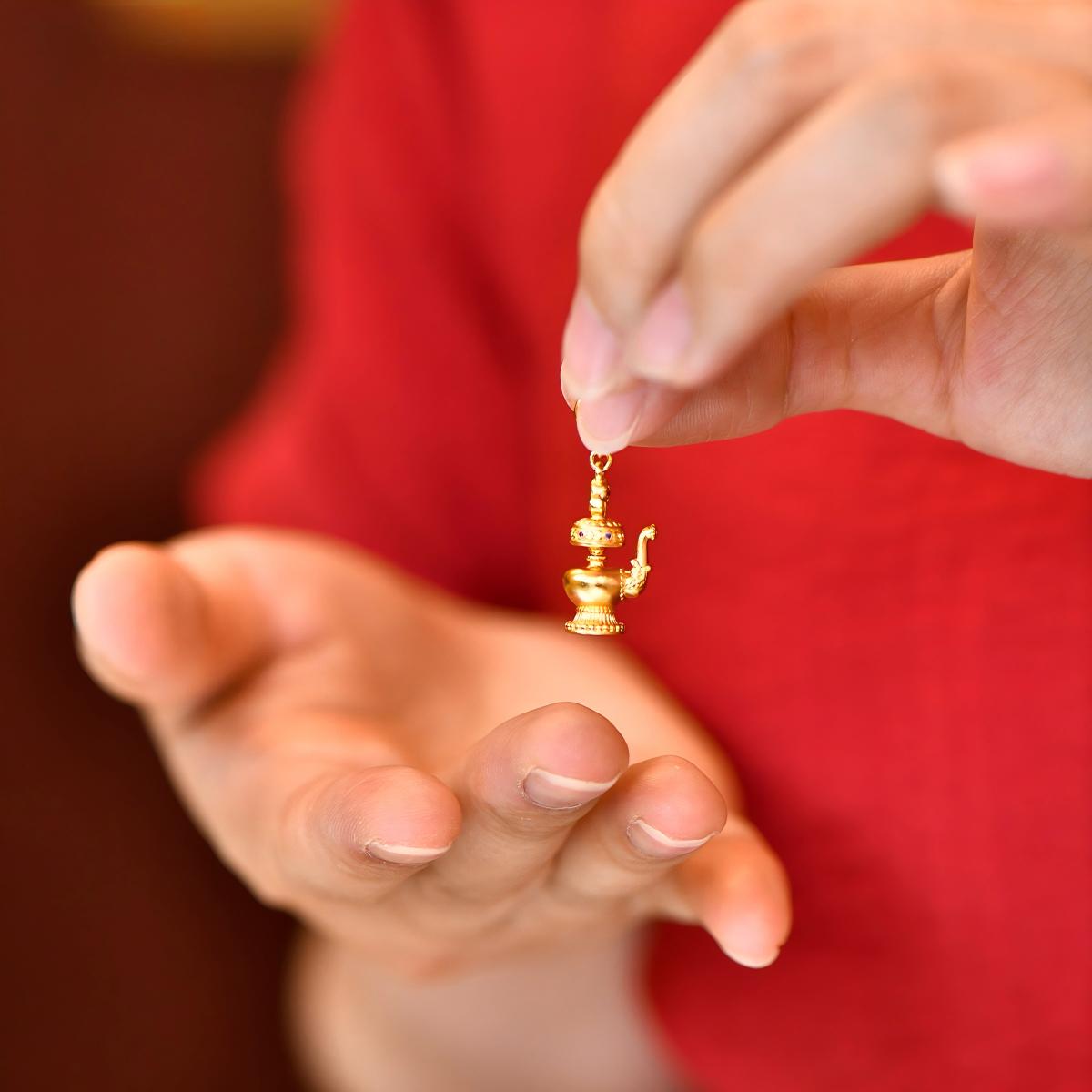 Tibetan Buddhist Jewelry Culture: A handmade sterling silver ethnic-style pendant/connector, ideal for mala beads, showcasing jewelry art.