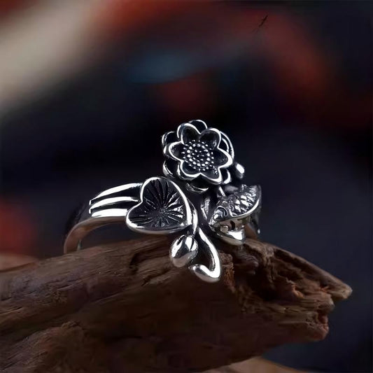 Tibetan Buddhist Jewelry Culture minimalist 925 silver open ring, a delicate piece of Jewelry art for daily wear.