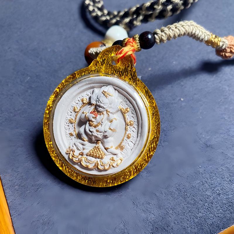 Black Dzambhala Thangka Gawu amulet pendant rooted in Tibetan Buddhist Jewelry Culture, handcrafted Jewelry art necklace for blessings and spiritual wealth