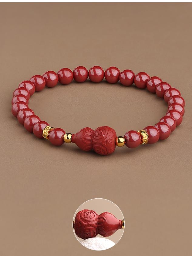 Tibetan Buddhist Jewelry Culture: Handmade Fortune Lotus Cinnabar Beads Bracelet, bringing prosperity and positive energy