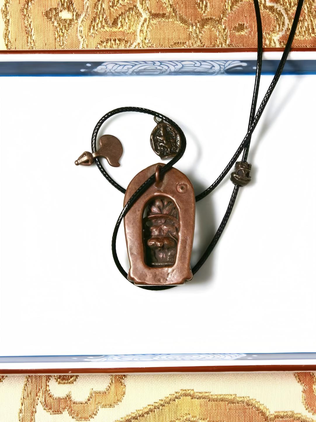 Hand-painted bronze Mahakala figure as a protector, designed in the Baogang Huozhu style, inspired by Tibetan Buddhist Jewelry Culture, representing divine protection and power