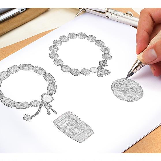 Tibetan Buddhist Jewelry Culture: Hand-Painted Cinnabar Amber Om Mani Padme Hum Bracelet for compassion and spiritual protection