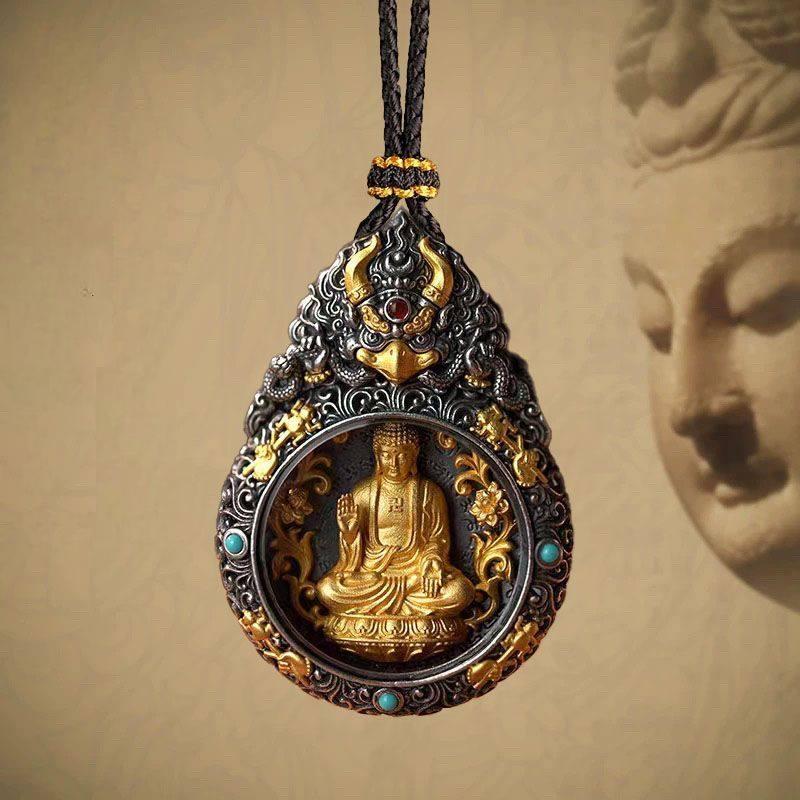Handcrafted Tibetan-style copper Garuda Bodhisattva pendant, unisex necklace suitable for all zodiac signs, vintage ethnic style, Tibetan Buddhist Jewelry Culture Jewelry art
