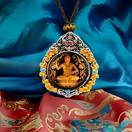 Handcrafted Tibetan-style copper Garuda Samantabhadra pendant, unisex necklace for all zodiac signs, vintage ethnic style, Tibetan Buddhist Jewelry Culture Jewelry art