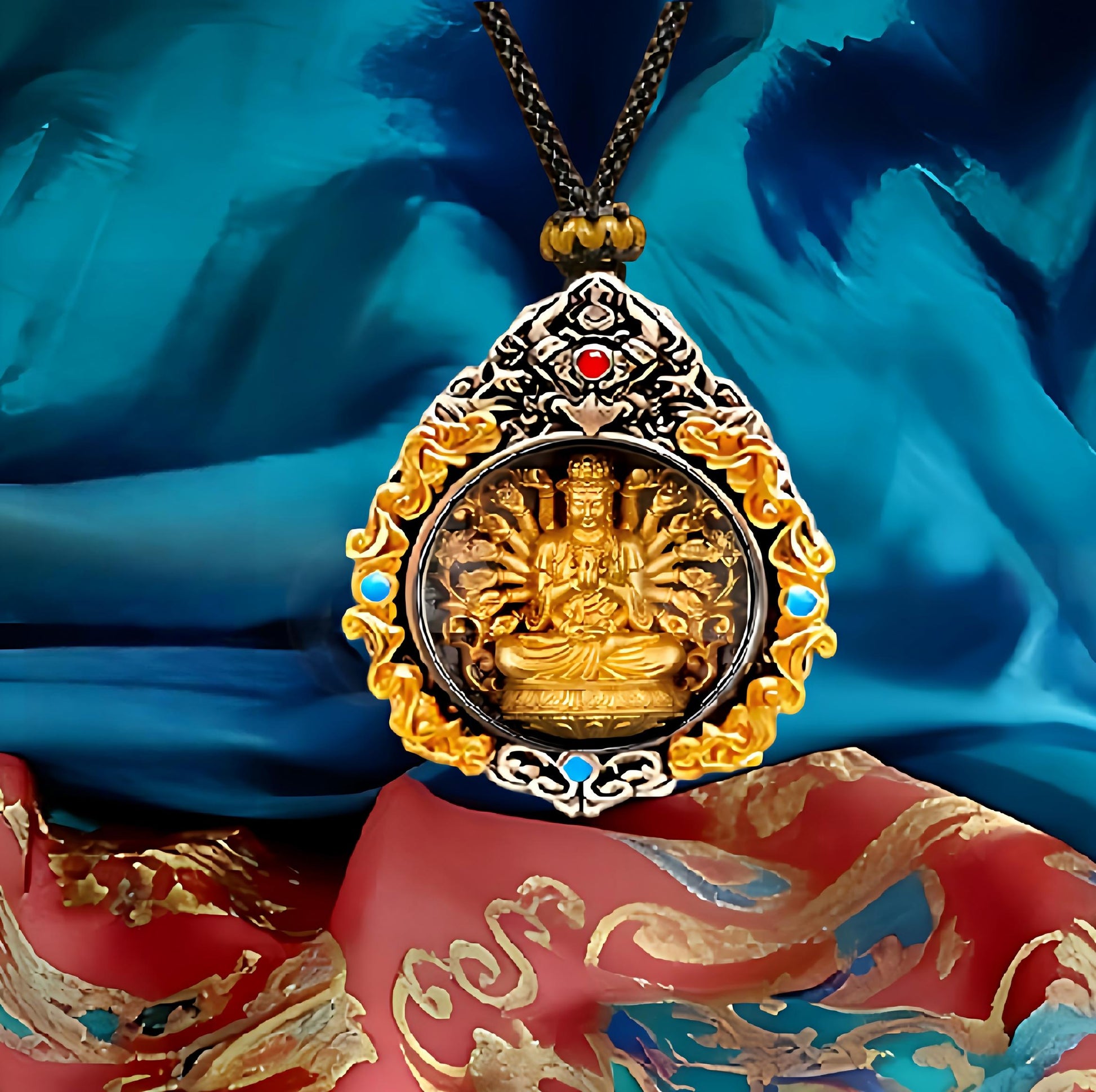 Ethnic-style Tibetan copper Garuda Samantabhadra pendant, handmade unisex necklace, protective spiritual amulet, Tibetan Buddhist Jewelry Culture Jewelry art
