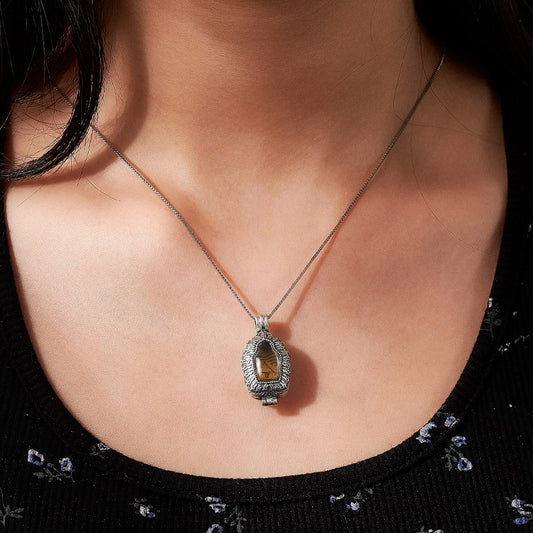 Handcrafted Tibetan-style Zakilam Gau Box pendant in S925 silver and copper, unisex necklace for spiritual protection, Tibetan Buddhist Jewelry Culture Jewelry art