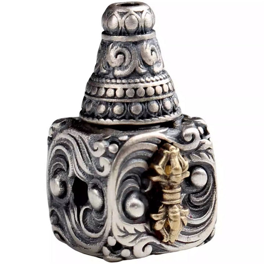  Artisan crafted sterling silver Vajra prayer beads, showcasing fine details of Tibetan Buddhist Jewelry Culture and traditional jewelry art