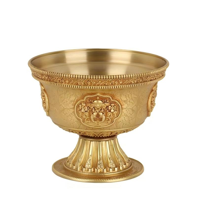 Sacred Ashtamangala carved cup with hand-finished details, a unique piece of Tibetan Buddhist Jewelry Culture jewelry art for 2026.