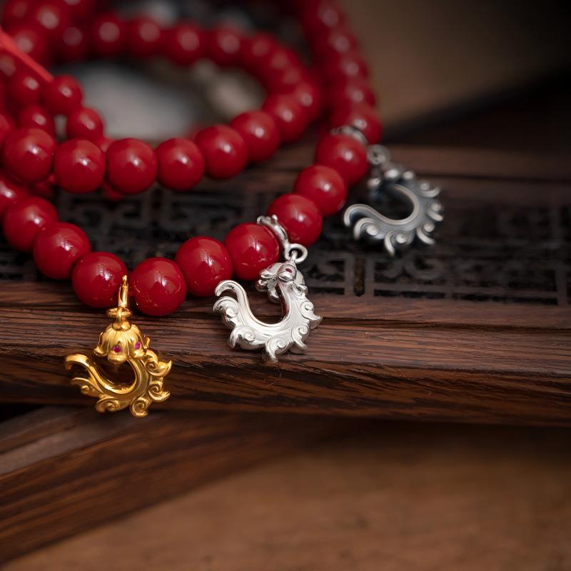 Hand-painted silver flower hook connector, showcasing traditional Tibetan Buddhist Jewelry Culture and exquisite Jewelry art.