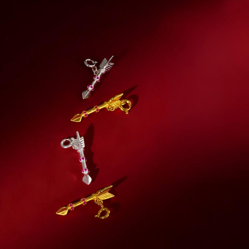 Artisan-crafted Tibetan Buddhist Jewelry Culture gold-plated prosperity arrow, perfect for attracting wealth and Jewelry art style.