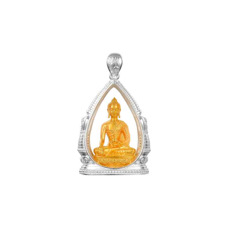 Tibetan Buddhist Jewelry Culture: Hand-painted silver Gau box amulet representing the pinnacle of Buddhist sacrificial items art and spiritual craftsmanship.

