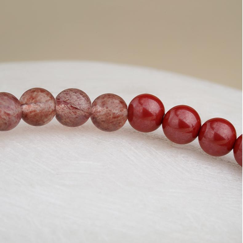 Tibetan Buddhist Jewelry Culture: Handmade Cinnabar Strawberry Crystal Love Bracelet enhancing relationships and self-confidence