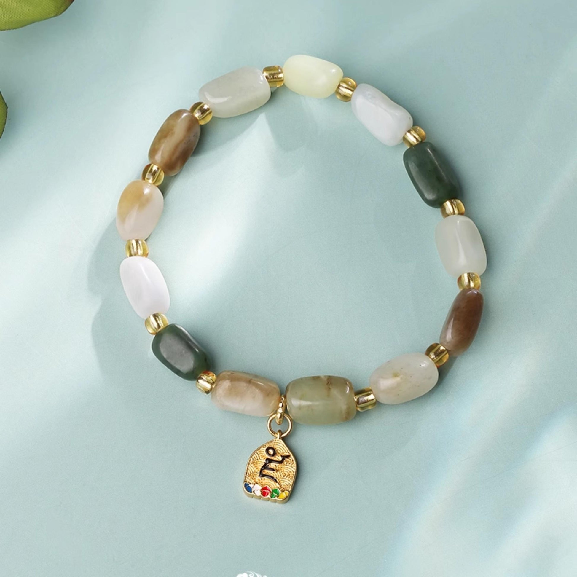 Tibetan Buddhist Jewelry Culture Sacred Symbol Hand-Painted Hetian Jade Mala