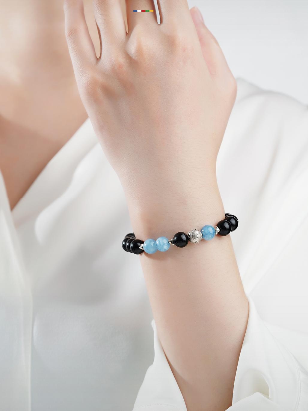 Tibetan Buddhist Jewelry Culture: Hand-Painted Multi-Circle Obsidian Bracelet "Cang Yuan Ji" enhancing energy flow