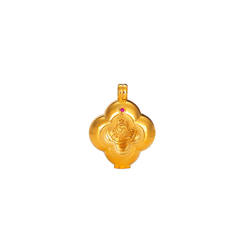 Tibetan Buddhist Jewelry Culture: Exquisite handcrafted silver gilded Vajra (Dorje) Gau box pendant, a protective Buddhist amulet reflecting ancient jewelry art and ritual significance.