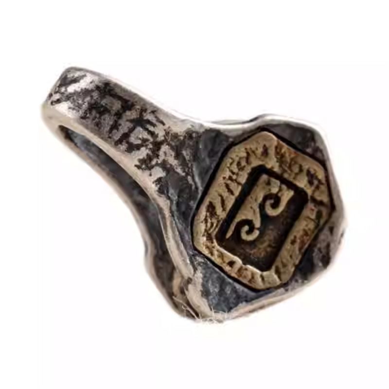  Authentic Tibetan Buddhist Jewelry Culture prayer bead counter, hand-painted silver and copper clip representing traditional Himalayan Jewelry art.