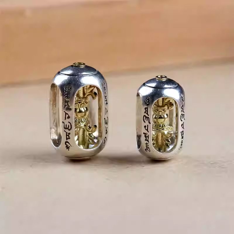 Sophisticated rotatable Vajra protection bracelet, handcrafted jewelry art designed to dispel negativity and bring peace.
