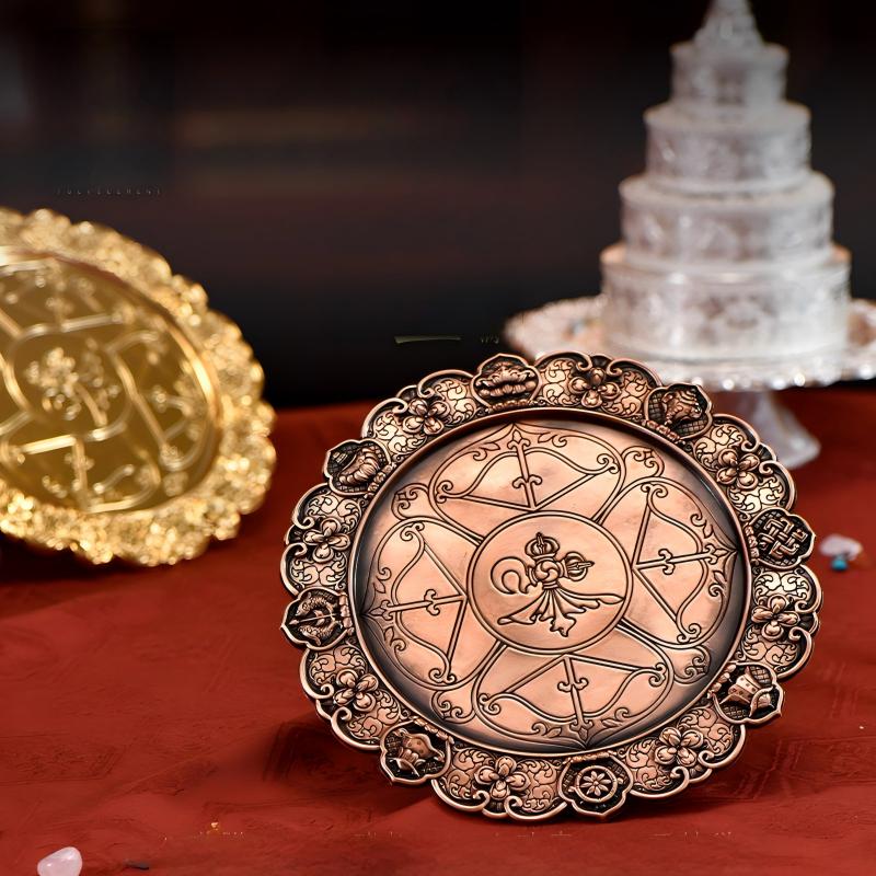 Artisan-crafted ritual tray for accumulating merit, perfect for spiritual altars and Jewelry art style.