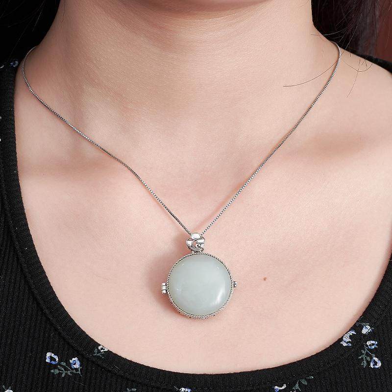 Tibetan Hetian jade silver openable Wushi pendant, unisex necklace for protection and blessings, Tibetan Buddhist Jewelry Culture Jewelry art