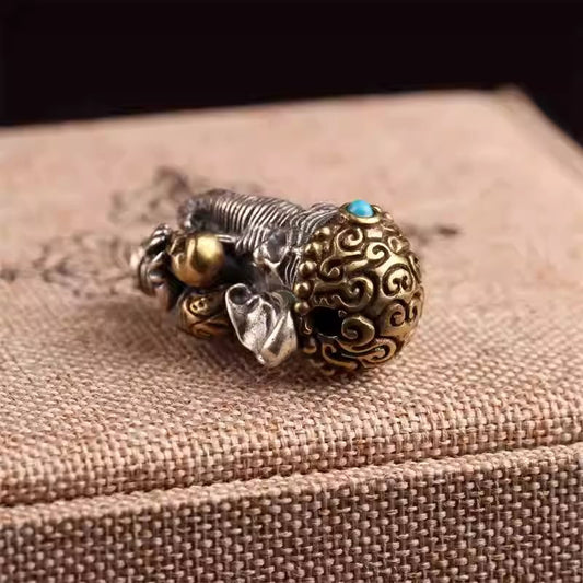 Handmade Tibetan silver Ganesha Buddha bead accessory, fine craftsmanship, perfect for spiritual bracelets and decorative bead jewelry.