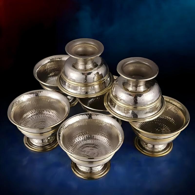 Sacred copper altarware with hand-painted gold edge, a unique piece of Tibetan Buddhist Jewelry Culture jewelry art for 2026.