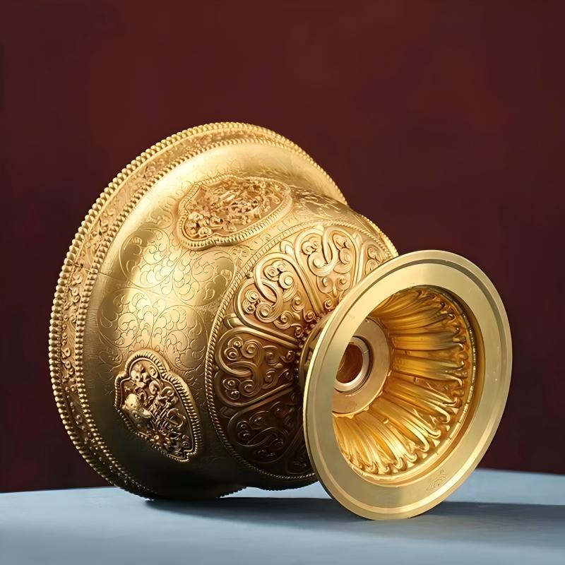 Professional pure copper Buddhist water cup for altars, expertly crafted in the tradition of Tibetan Buddhist Jewelry Culture and jewelry art.