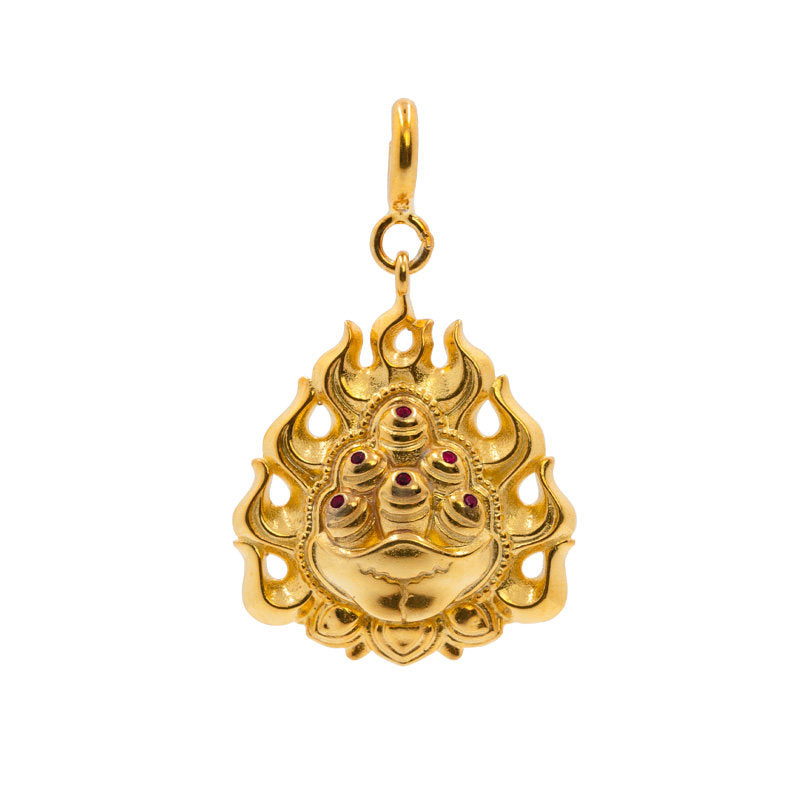  Tibetan-Buddhist Jewelry Culture handmade sterling silver Mani Jewel pendant with gemstone inlays, a luxurious Jewelry art piece.
