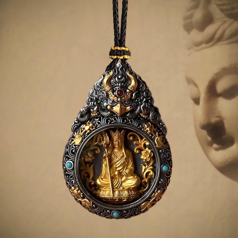 Handmade copper Garuda Bodhisattva pendant, vintage Tibetan unisex necklace, guardian talisman for zodiac protection, Tibetan Buddhist Jewelry Culture Jewelry art