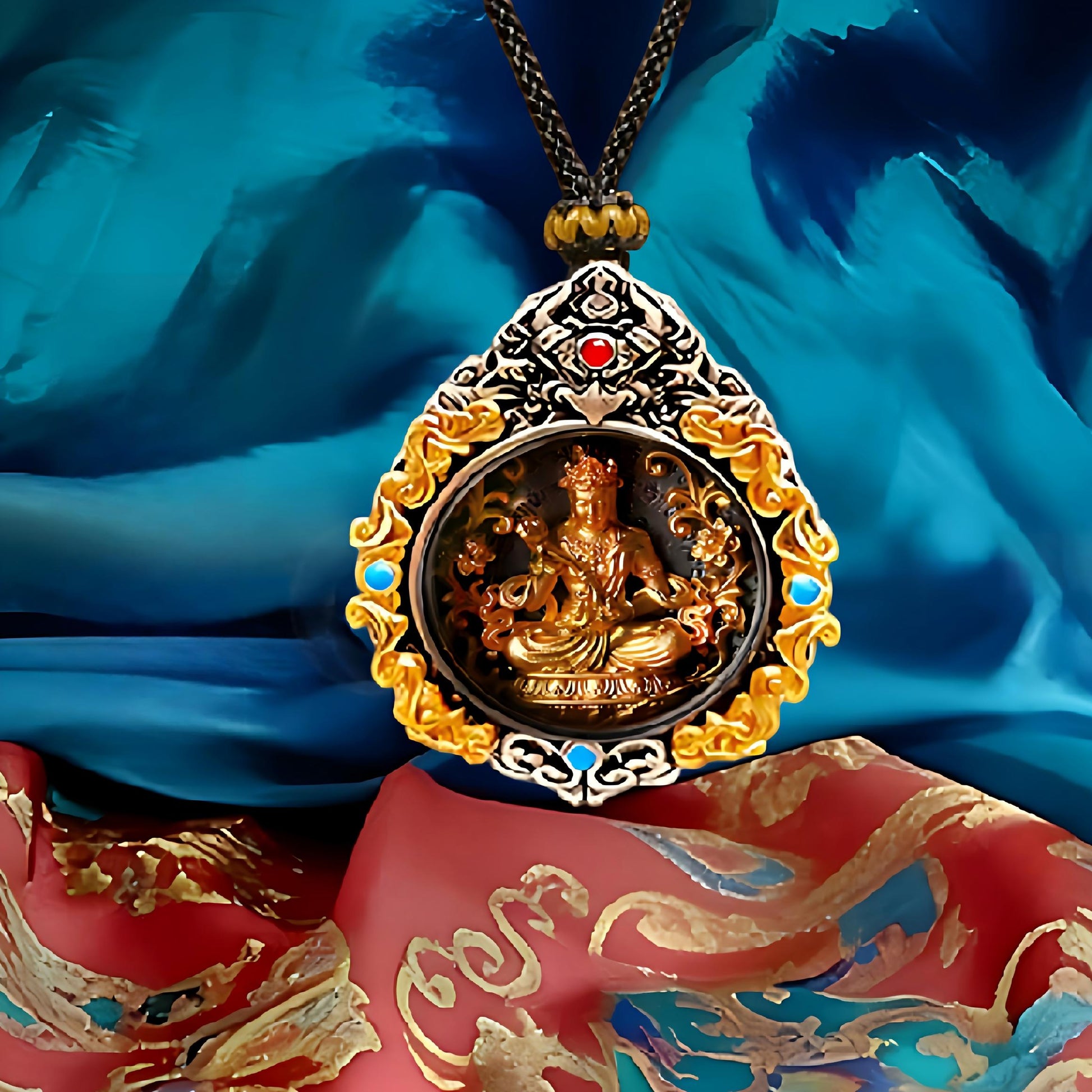 Handmade copper Garuda Samantabhadra pendant, vintage Tibetan unisex necklace, guardian talisman for zodiac protection, Tibetan Buddhist Jewelry Culture Jewelry art