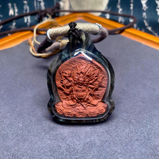 Handmade Hayagriva Gawu box pendant rooted in Tibetan Buddhist Jewelry Culture, sacred Jewelry art amulet necklace for spiritual protection and obstacle removal