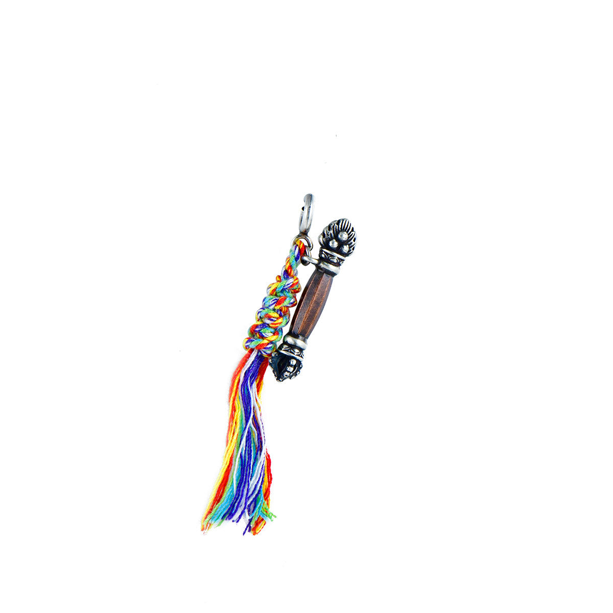 Tibetan Buddhist Jewelry Culture: Exquisite silver King Gesar Dharma Stick charm, a masterpiece of Tibetan Buddhist sacrificial implements culture.