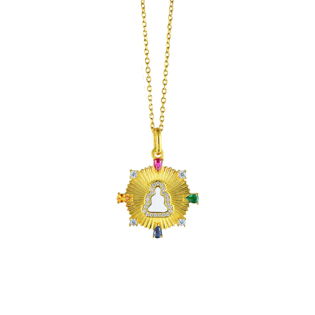 Tibetan Buddhist Jewelry Culture: Hand-carved pure silver gilded Five Buddha pendant representing the five wisdoms, peak of Buddhist jewelry art.