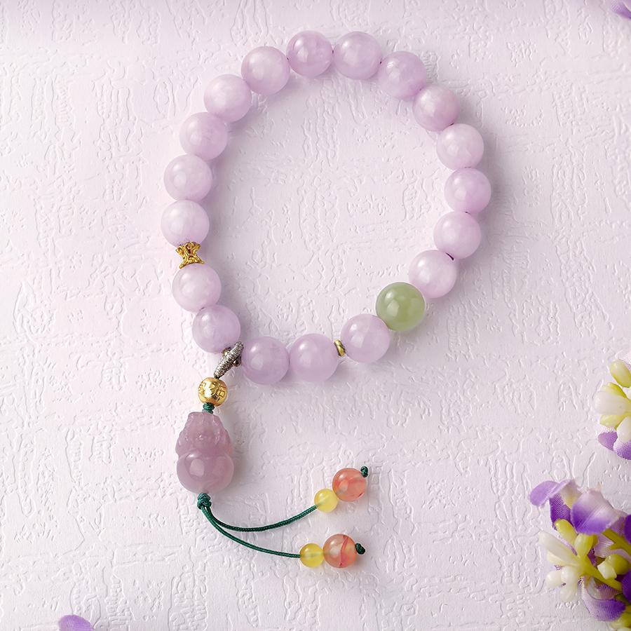 Tibetan Buddhist Jewelry Art: Purple Cloud Dream Kunzite Spiritual Bracelet enhancing intuition and dream awareness