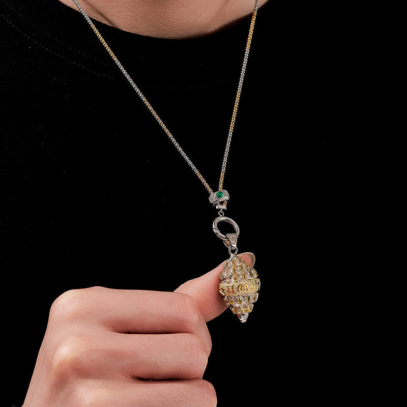 Ethnic-style Tibetan S925 silver Mantra conch pendant, handmade unisex necklace, protective spiritual talisman, Tibetan Buddhist Jewelry Culture Jewelry art