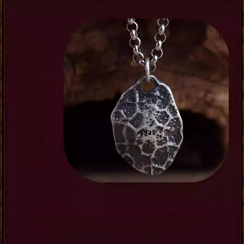 Handmade silver DIY six-syllable mantra stone pendant, Tibetan Buddhist Jewelry Culture Jewelry art, unique necklace charm