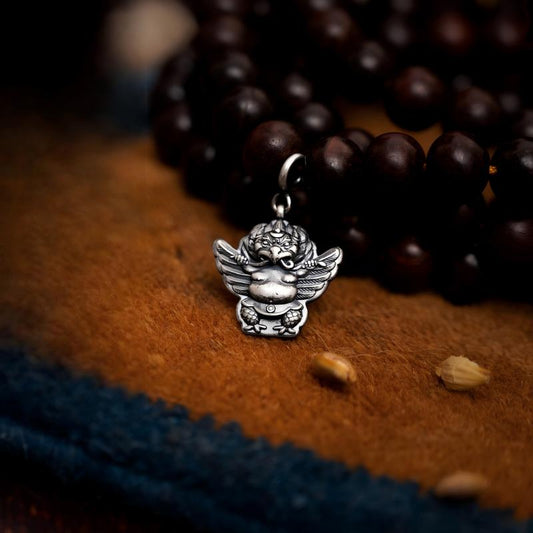  Tibetan Buddhist Jewelry Culture handmade pure silver Garuda pendant, a majestic piece of Jewelry art for protection.