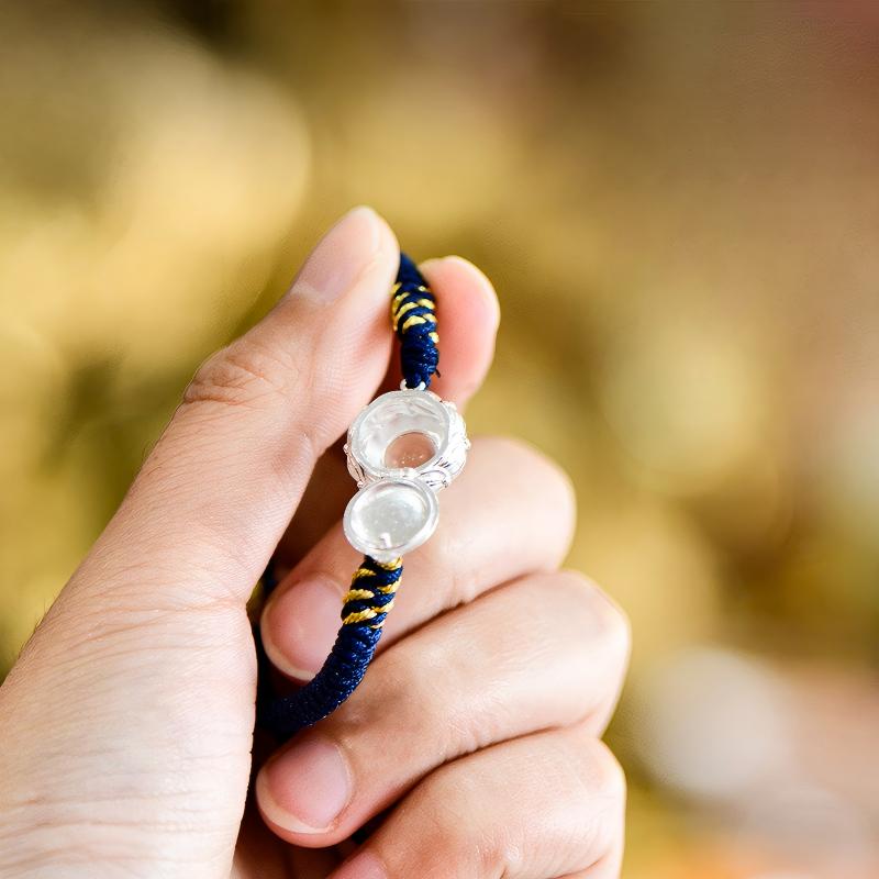 Tibetan Buddhist Jewelry Culture: A handmade sterling silver Lotus Gau box bracelet, showcasing sacred Buddhist jewelry art and purity symbols.