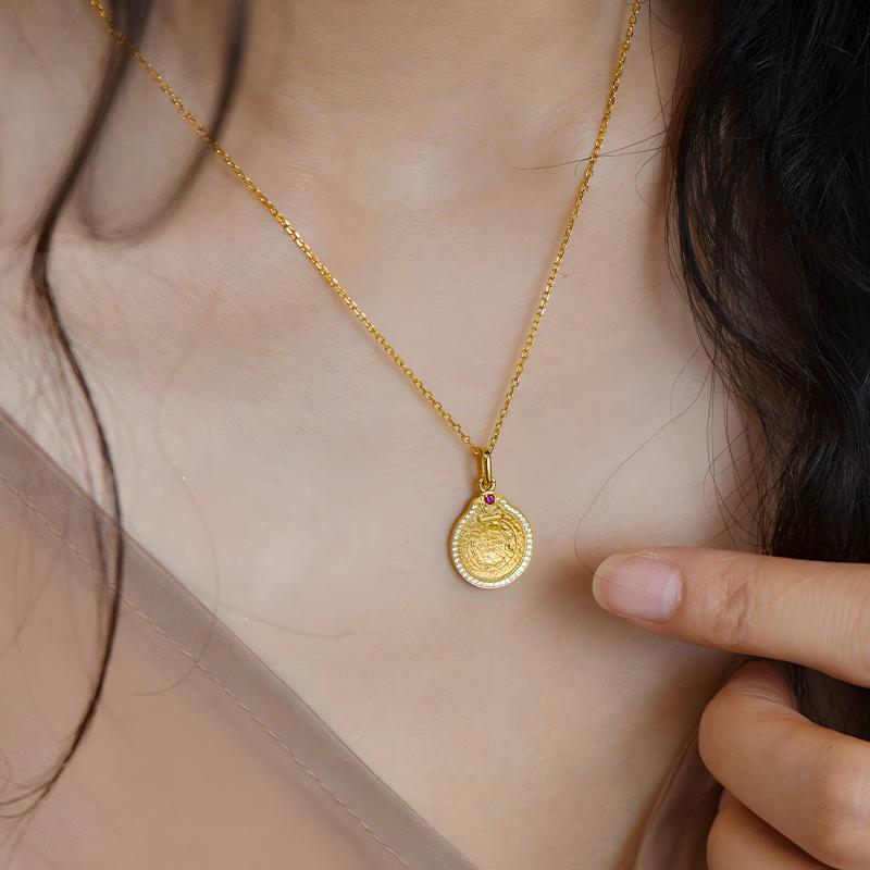  Hand-polished silver "Safety Donut" pendant with Tibetan motifs, showcasing traditional Tibetan-Buddhist Jewelry Culture.