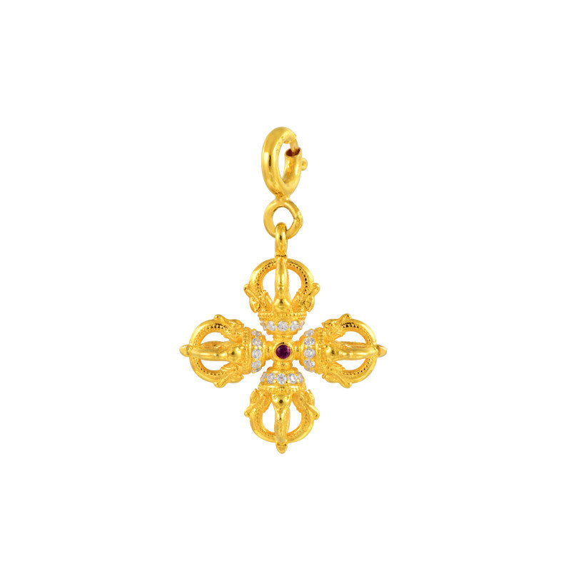Hand-polished silver thunderbolt (Vajra) pendant, showcasing traditional Tibetan-Buddhist Jewelry Culture.