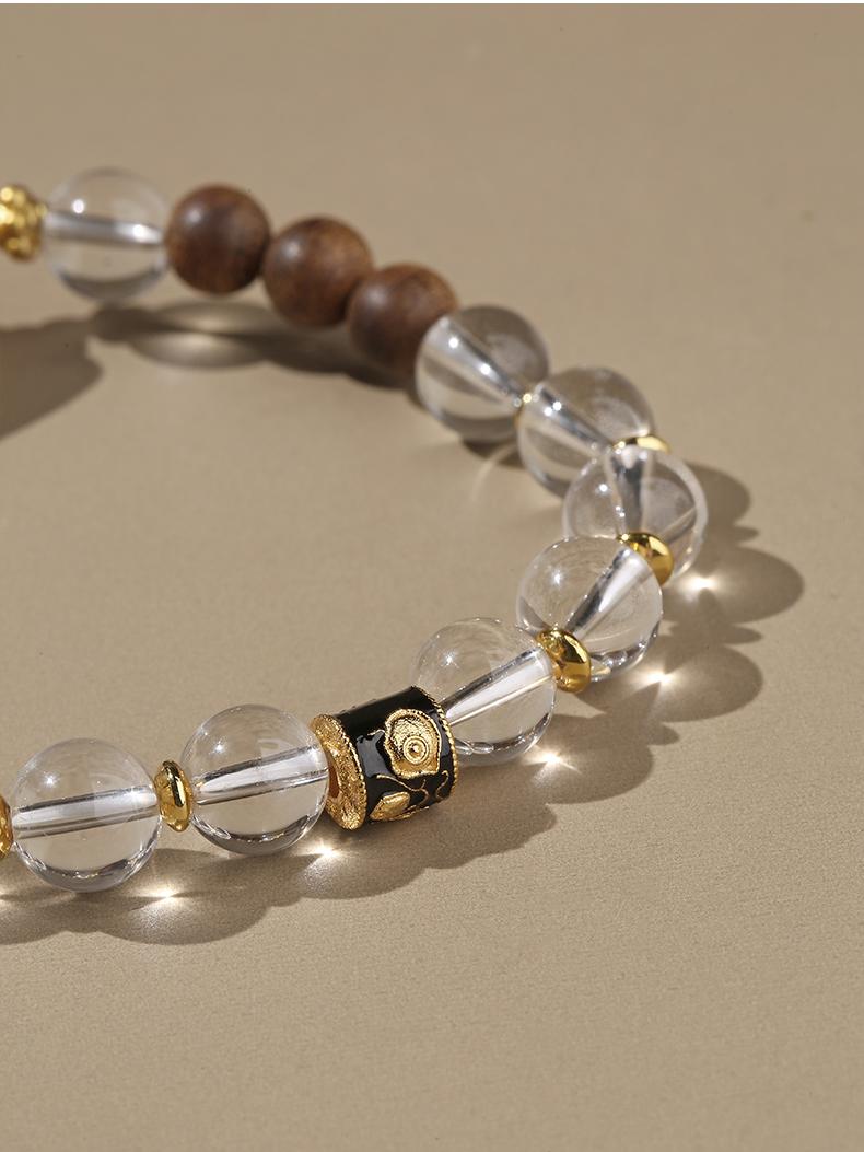 Tibetan Buddhist Jewelry Culture: Handmade Clear Quartz Dzi Vase Beads Bracelet for spiritual protection and enlightenment