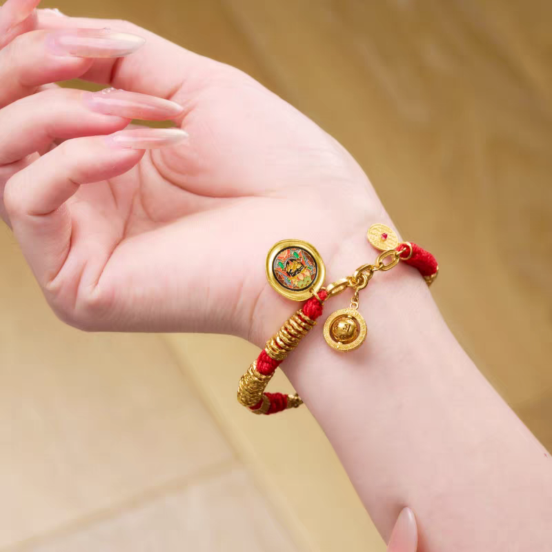 Ethnic Zakiram wrapped lucky bracelet, handmade in Tibetan Buddhist Jewelry Culture style, a protective and auspicious jewelry art accessory.