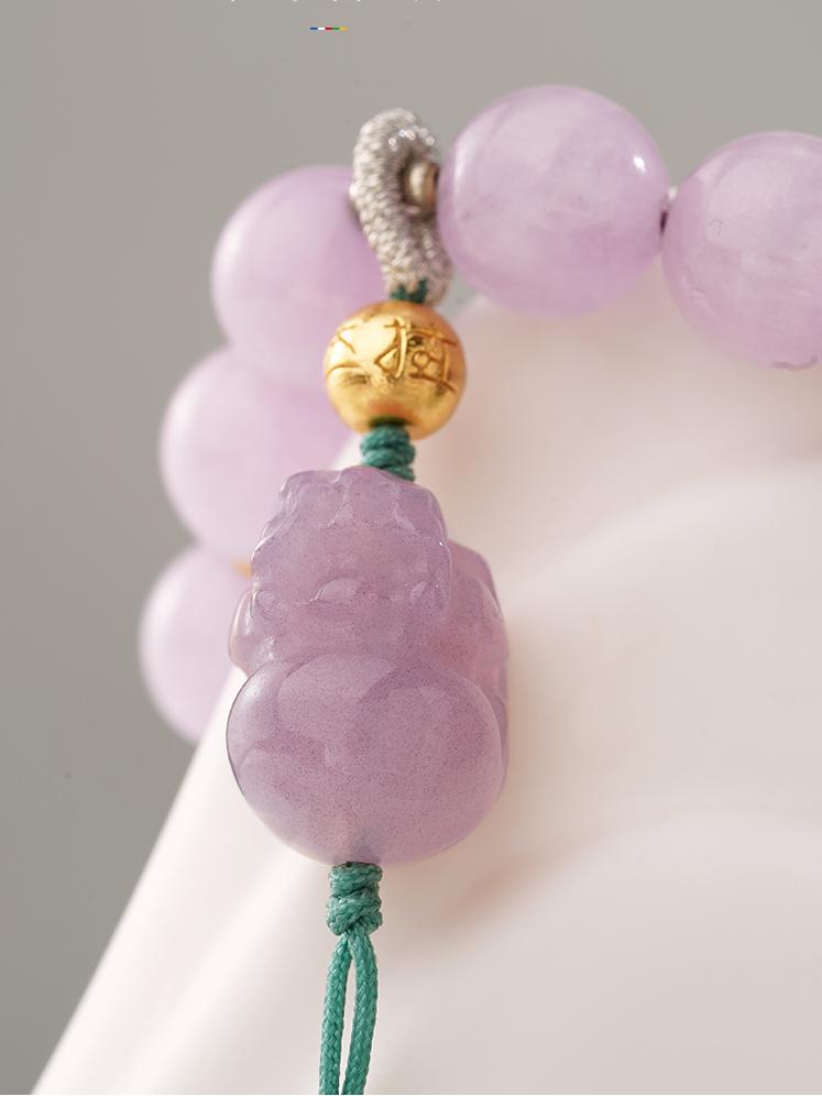 Tibetan Buddhist Jewelry Culture: Hand-Painted Kunzite Agate Crystal Dream Bracelet for emotional balance and clarity
