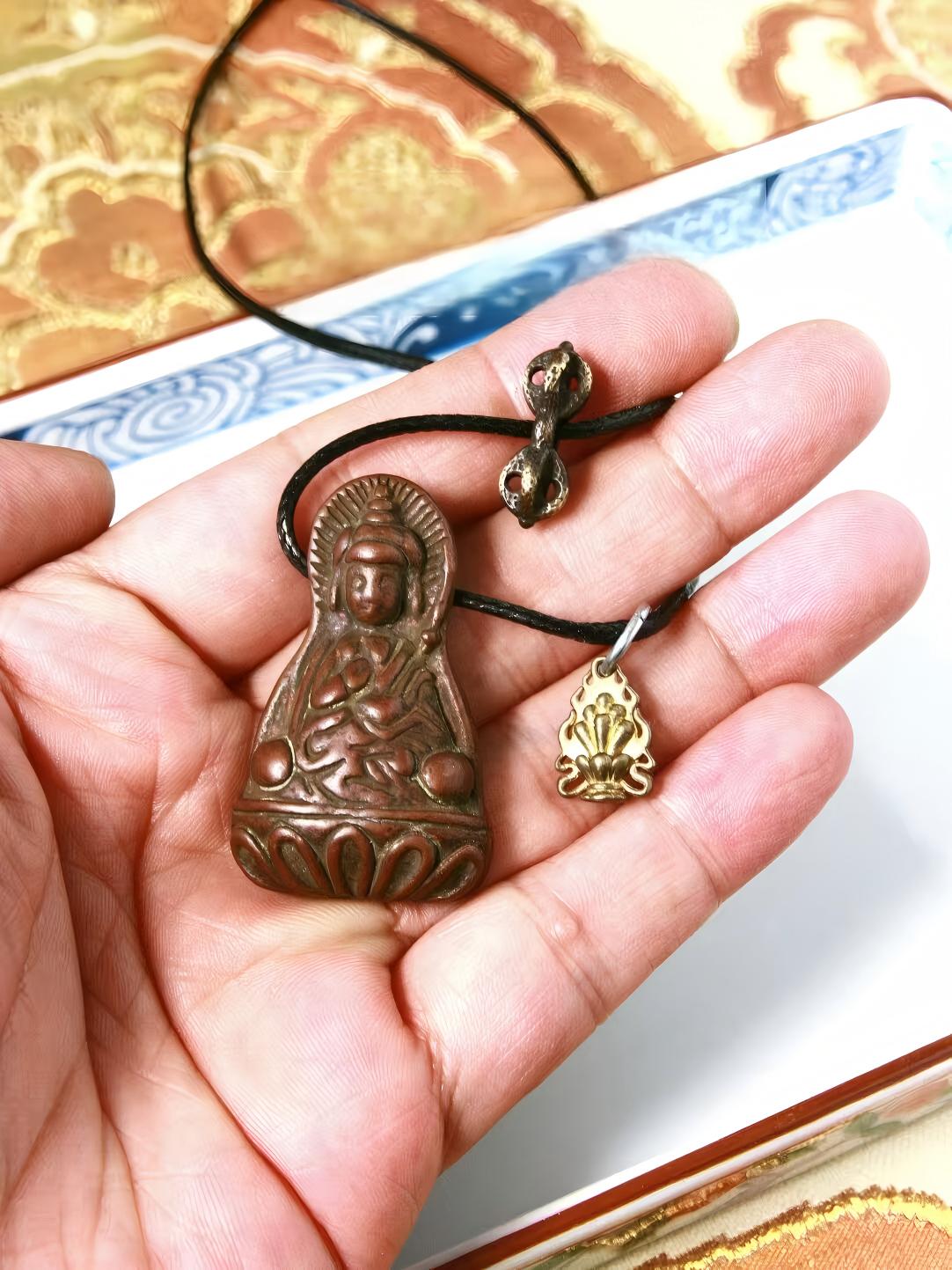 Lima Copper Lotus Master statue with Vajra and Mani Jewel, intricately handpainted, representing divine wisdom and prosperity in Tibetan Buddhist Jewelry Culture.