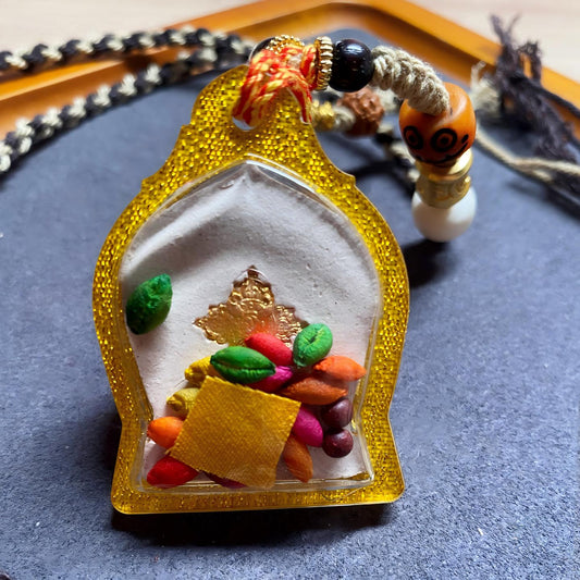 Hand-painted Mahakala ash pendant from Tibetan Buddhist Jewelry Culture, handmade Jewelry art amulet necklace for protection and spiritual power