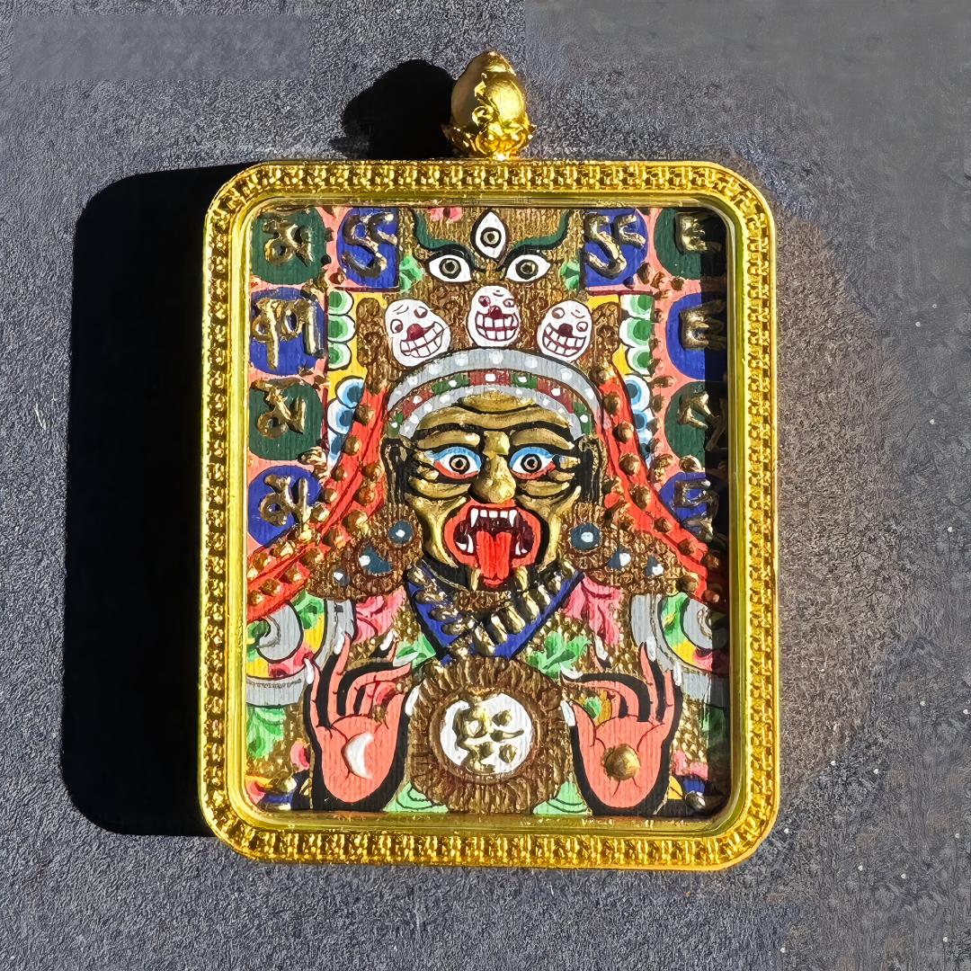 Zakilam Gawu Box pendant, handcrafted Tibetan Buddhist Jewelry Culture Jewelry art Thangka for protection, wealth, and spiritual guidance