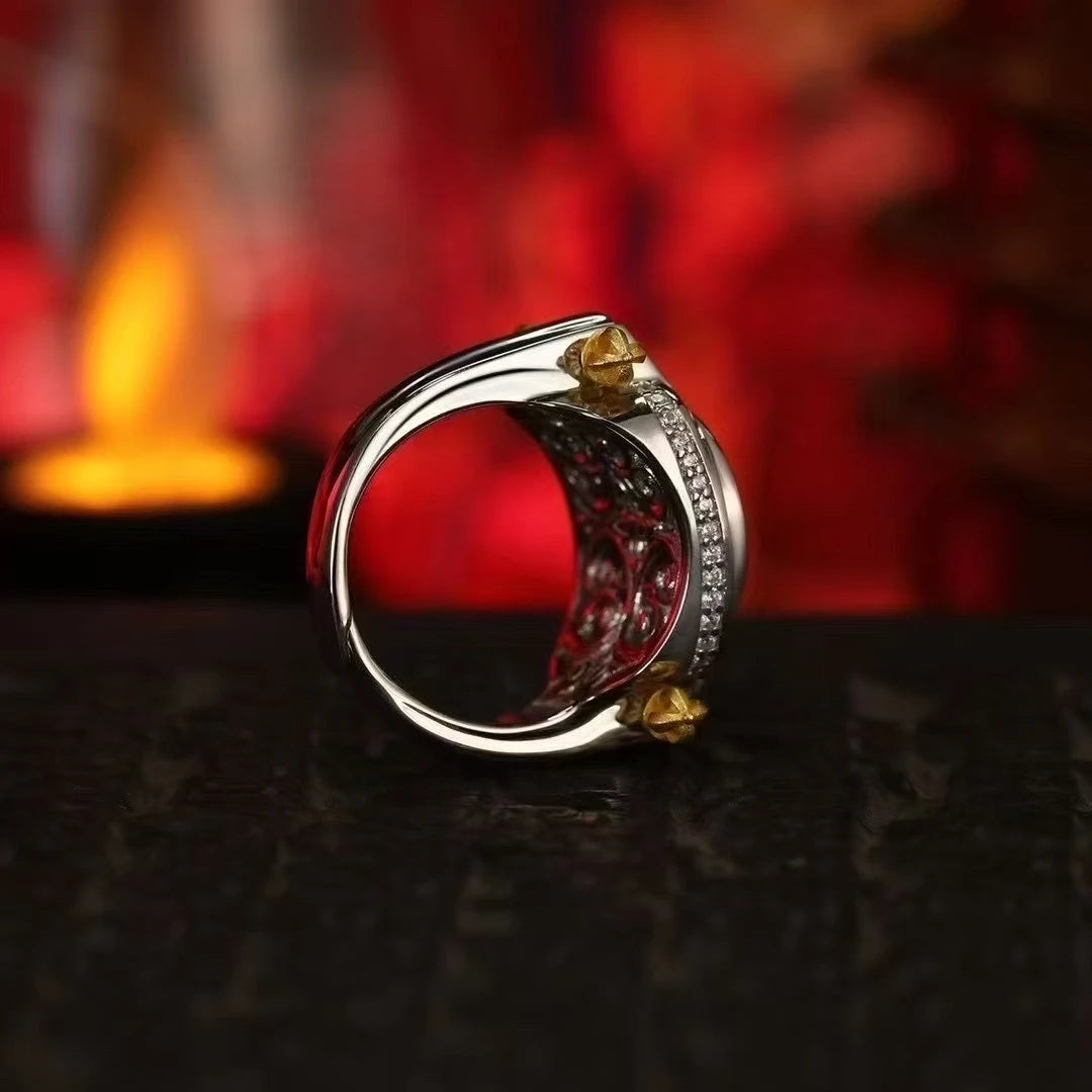 925 sterling silver guardian amulet ring with a Vajra motif, expertly crafted as premium jewelry art in 2026.