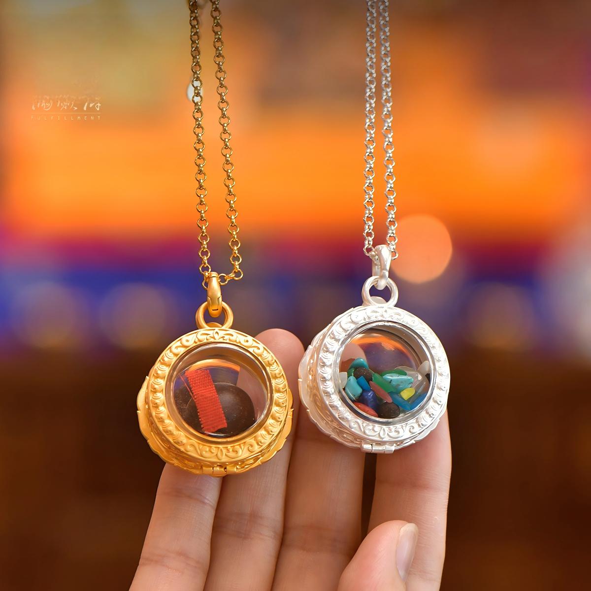 Tibetan Buddhist Jewelry Culture: Traditional brass gau box reflecting ancient Tibetan Buddhist culture and spiritual protection.