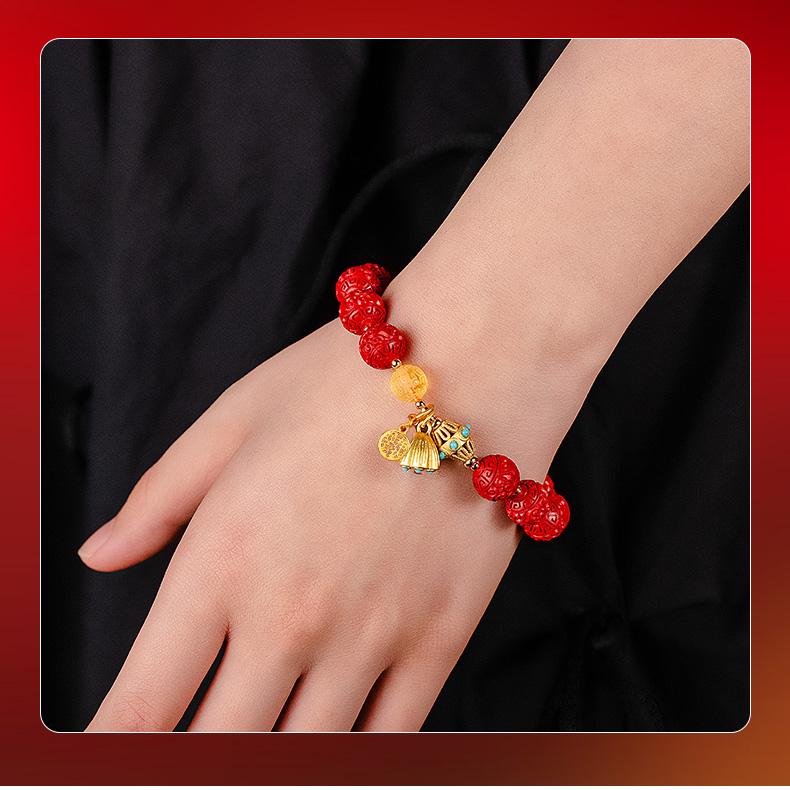 Tibetan Buddhist Jewelry Culture: Handmade Cinnabar Six True Words Bracelet carrying powerful Buddhist mantra blessings