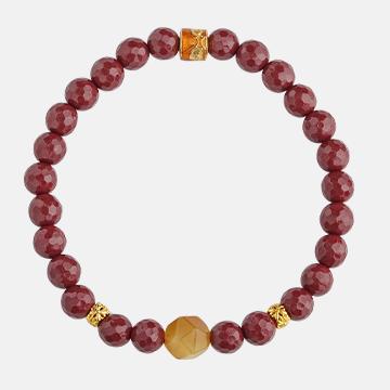 Powerful Tibetan Buddhist Jewelry Art: Fortune-attracting Cinnabar and Tiger Eye Bracelet, meticulously handmade for wealth and confidence.